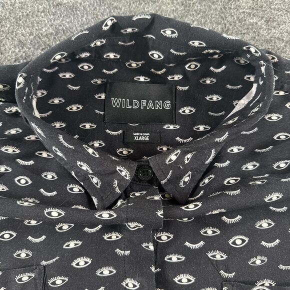 Wildfang Button up Shirt Dress Rayon Eye Pattern Polka Dot XL - Picture 4 of 6